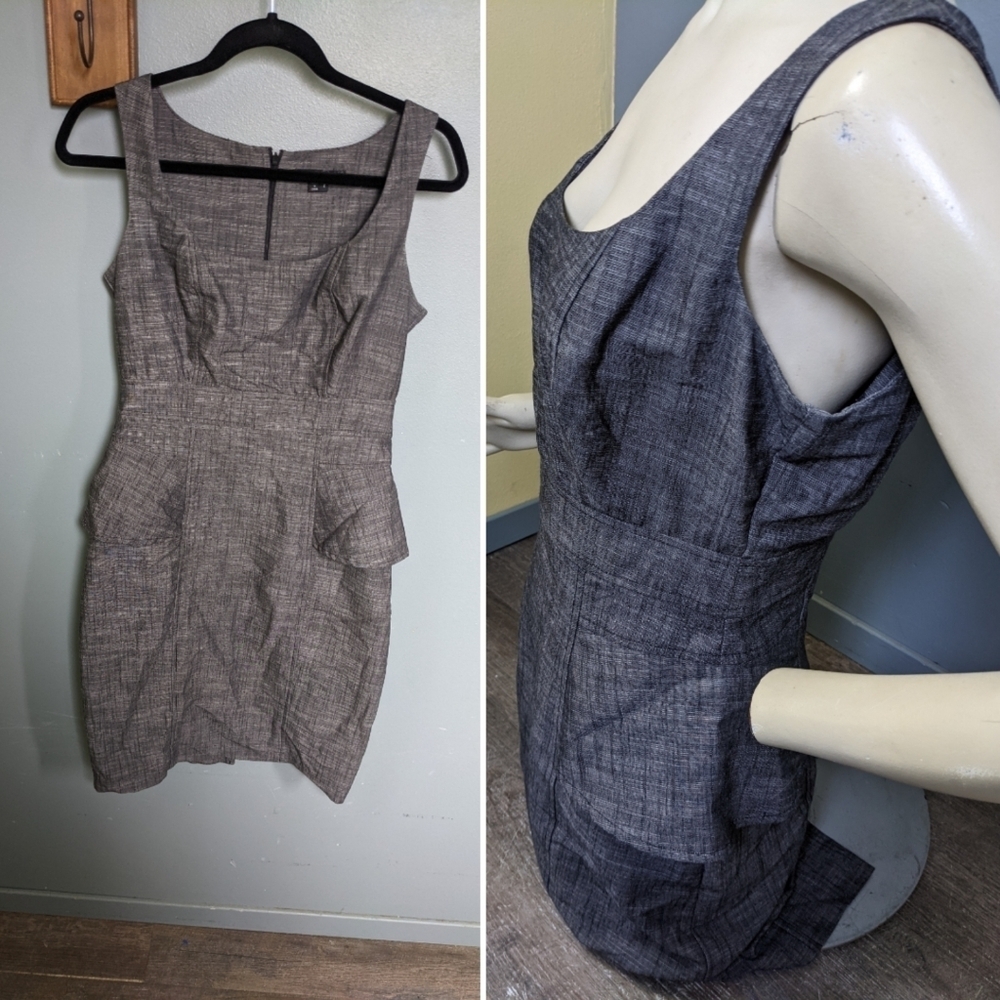 Takara Grey Peplum Dress